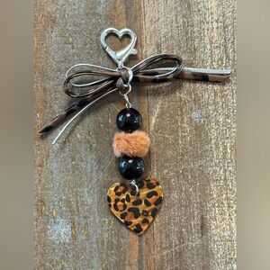 Leopard Heart Bag Charm